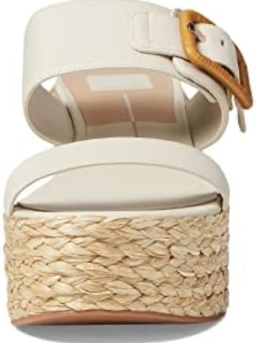 DOLCE VITA THORIN IVORY LEATHER RAFFIA PLATFORM SANDALS 9.5